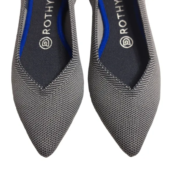 Rothy's Women's The Point‎ Grey Birdseye Knit Fabric Ballet Slip On Flats 7