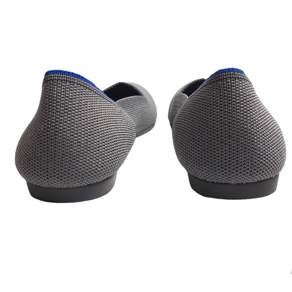 Rothy's Women's The Point‎ Grey Birdseye Knit Fabric Ballet Slip On Flats 7