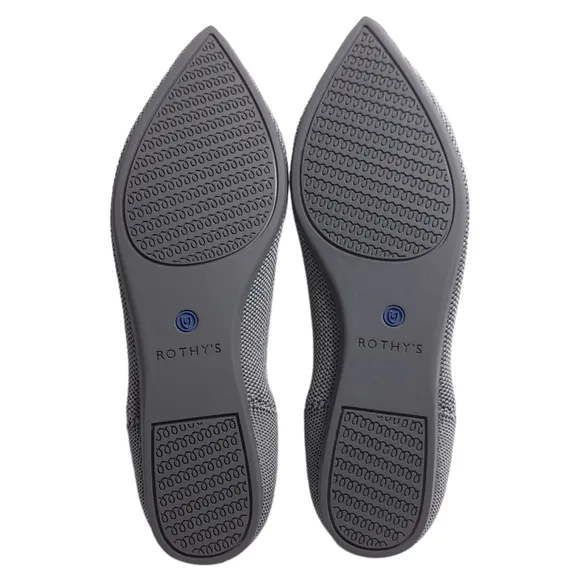 Rothy's Women's The Point‎ Grey Birdseye Knit Fabric Ballet Slip On Flats 7