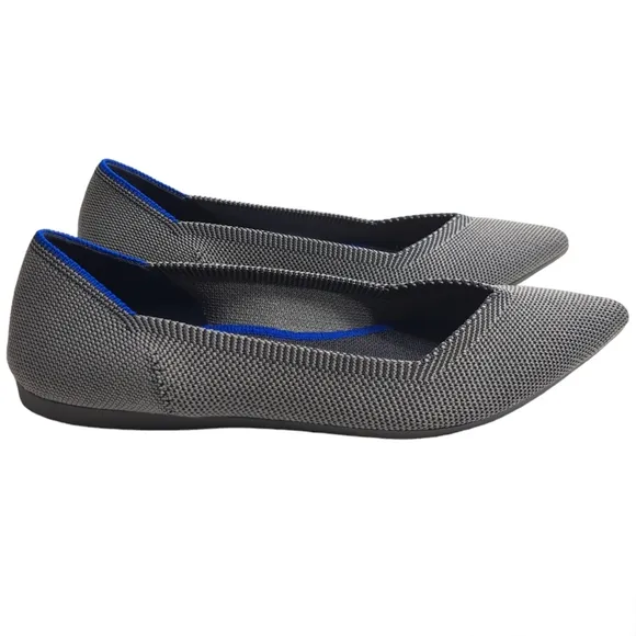 Rothy's Women's The Point‎ Grey Birdseye Knit Fabric Ballet Slip On Flats 7