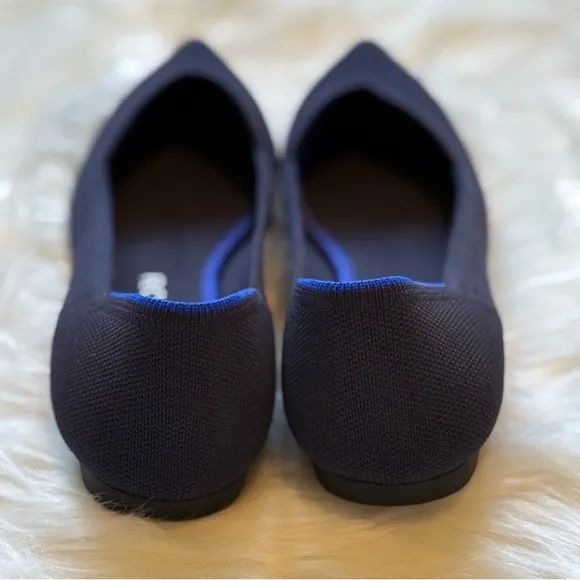 Rothy's Women’s The Point Washable Ballet Flats in Navy Blue, Size US 7