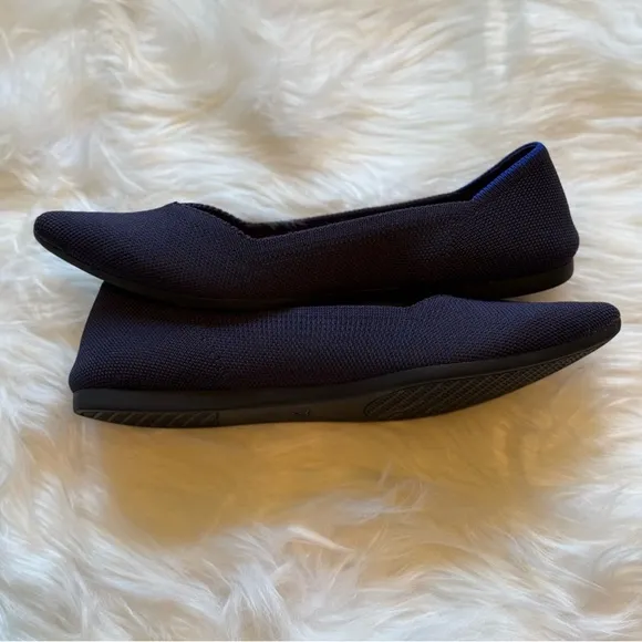Rothy's Women’s The Point Washable Ballet Flats in Navy Blue, Size US 7