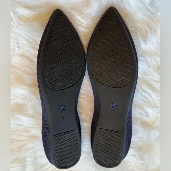 Rothy's Women’s The Point Washable Ballet Flats in Navy Blue, Size US 7