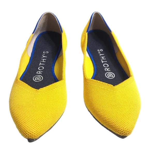 Rothy’s Womens Yellow Marigold‎ Pointed Toe Slip On Flats Ballet Style Size 7.5