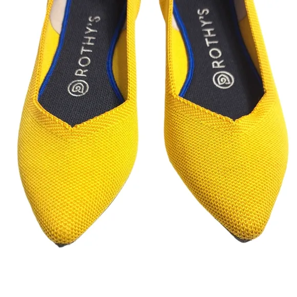 Rothy’s Womens Yellow Marigold‎ Pointed Toe Slip On Flats Ballet Style Size 7.5