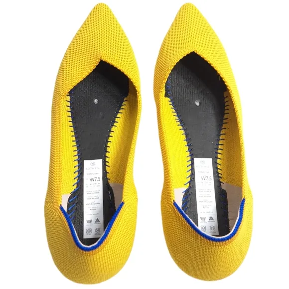 Rothy’s Womens Yellow Marigold‎ Pointed Toe Slip On Flats Ballet Style Size 7.5