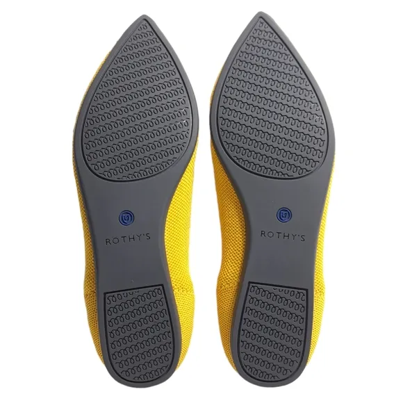 Rothy’s Womens Yellow Marigold‎ Pointed Toe Slip On Flats Ballet Style Size 7.5