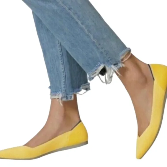 Rothy’s Womens Yellow Marigold‎ Pointed Toe Slip On Flats Ballet Style Size 7.5