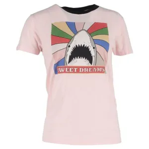 Saint Lauren Shark Print T-Shirt in Pink Cotton
