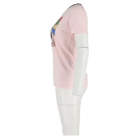 Saint Lauren Shark Print T-Shirt in Pink Cotton