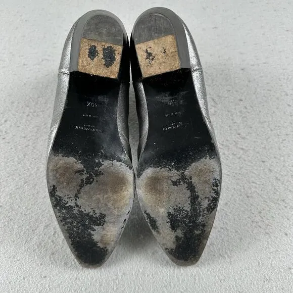 Saint Laurent Paris Silver Glitter Chelsea Heel Ankle Boots 40.5 EU