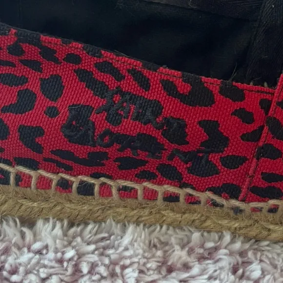 Saint Laurent Red Leopard Print Espadrilles with Embroidered Accents