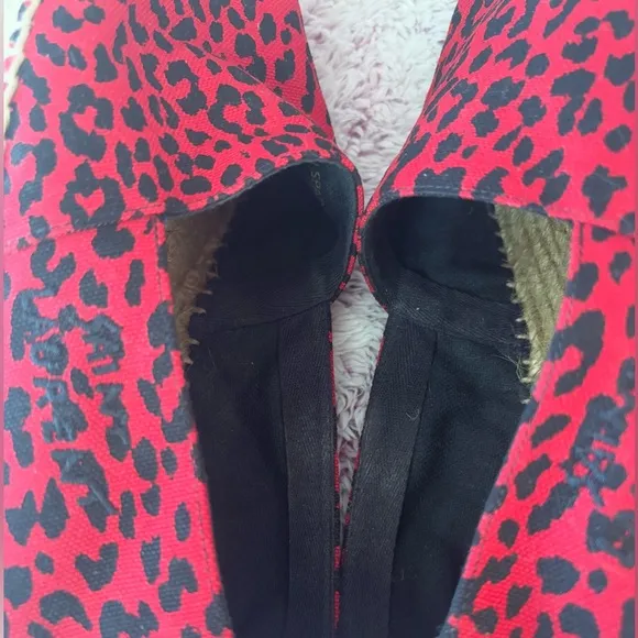 Saint Laurent Red Leopard Print Espadrilles with Embroidered Accents