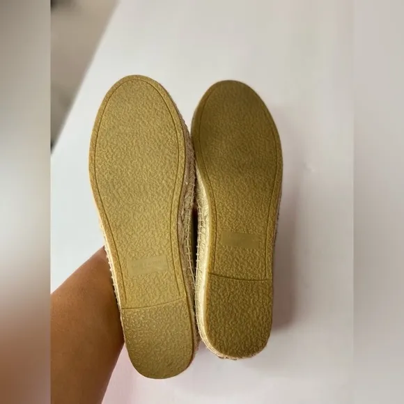 Saint Laurent YSL Metallic Gold Logo Espadrilles Flats 36/6