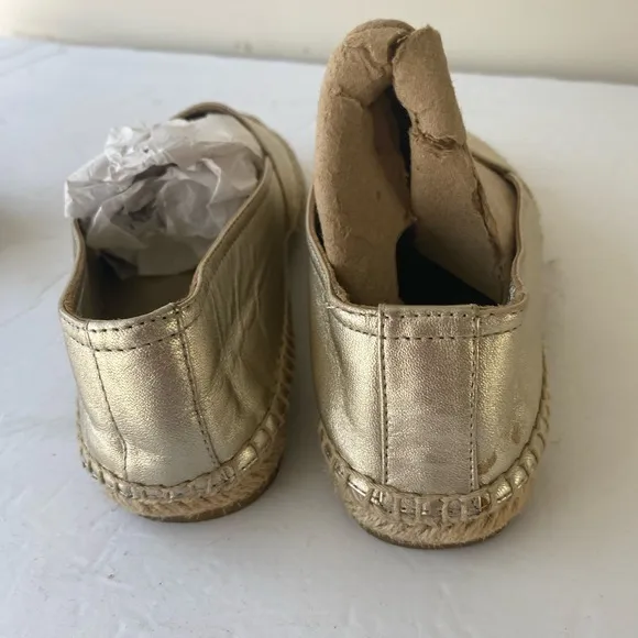 Saint Laurent YSL Metallic Gold Logo Espadrilles Flats 36/6