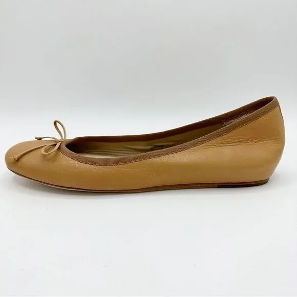 Saks Fifth Ave 10022-Shoe Nude Leather Ballet Flat New Size 10