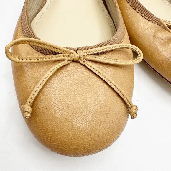Saks Fifth Ave 10022-Shoe Nude Leather Ballet Flat New Size 10