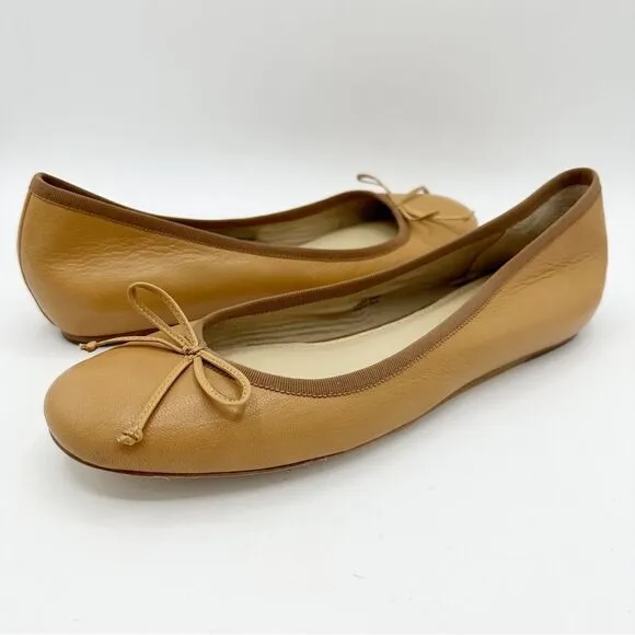 Saks Fifth Ave 10022-Shoe Nude Leather Ballet Flat New Size 10