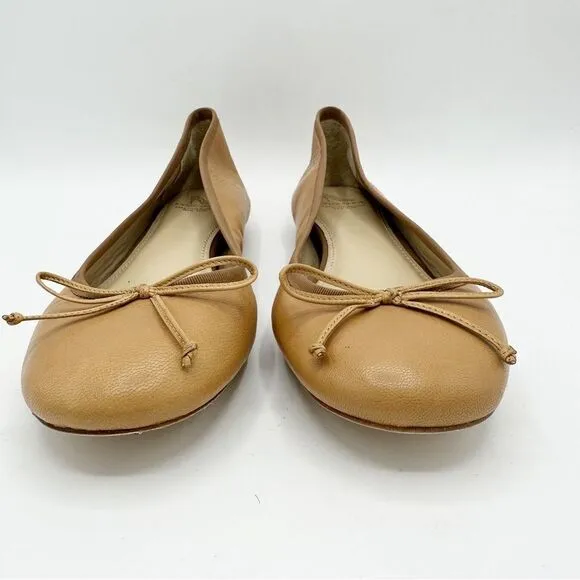 Saks Fifth Ave 10022-Shoe Nude Leather Ballet Flat New Size 10