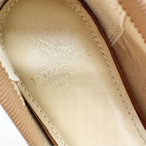 Saks Fifth Ave 10022-Shoe Nude Leather Ballet Flat New Size 10