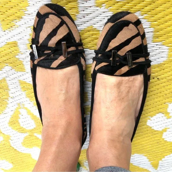 Salvatore Ferragamo Animal Print Calf Hair Flats Made in Italy Women’s 7.5 Shoes