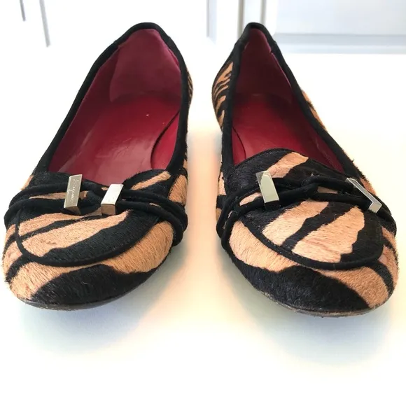 Salvatore Ferragamo Animal Print Calf Hair Flats Made in Italy Women’s 7.5 Shoes