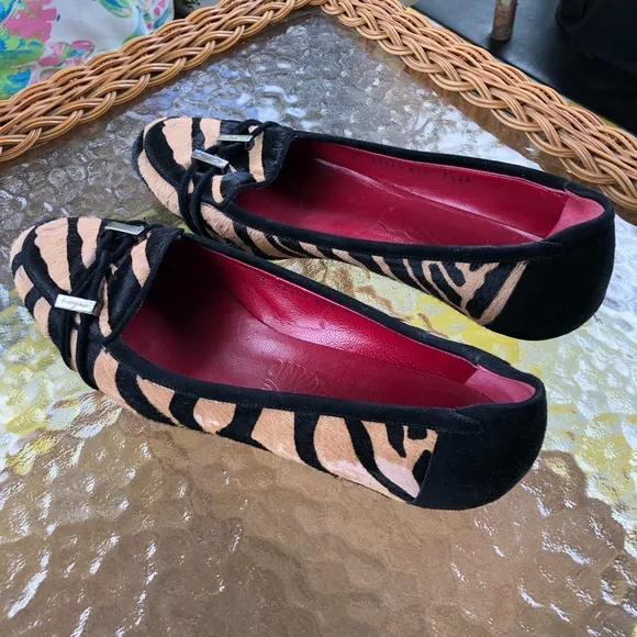 Salvatore Ferragamo Animal Print Calf Hair Flats Made in Italy Women’s 7.5 Shoes