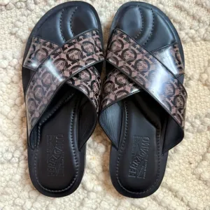Salvatore Ferragamo Black and Brown Criss-Cross Sandals