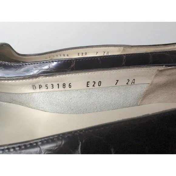 Salvatore Ferragamo ladies reptile embossed print espresso 7 2A loafer