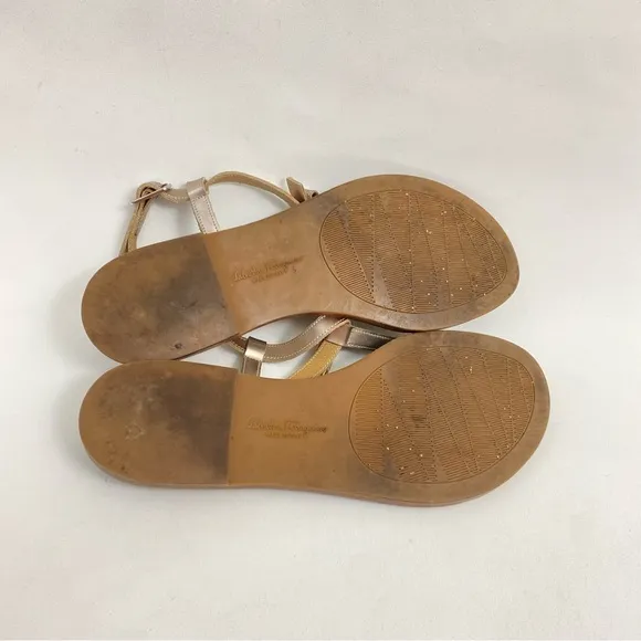 Salvatore Ferragamo “My Ferragamo” Women’s Thong Sandals Flat Ankle Strap 8 M