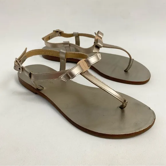 Salvatore Ferragamo “My Ferragamo” Women’s Thong Sandals Flat Ankle Strap 8 M
