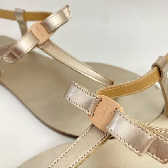 Salvatore Ferragamo “My Ferragamo” Women’s Thong Sandals Flat Ankle Strap 8 M