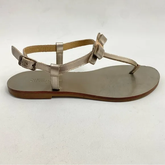 Salvatore Ferragamo “My Ferragamo” Women’s Thong Sandals Flat Ankle Strap 8 M