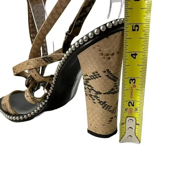 Salvatore Ferragamo Python Snakeprint Sandals Size 10 Bead Details Ankle…