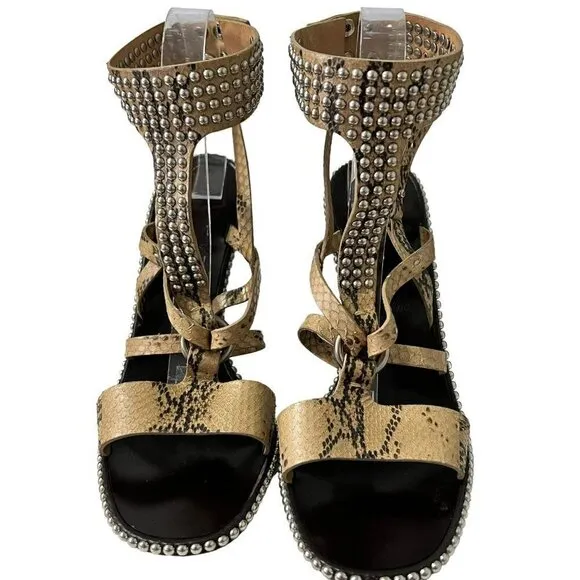 Salvatore Ferragamo Python Snakeprint Sandals Size 10 Bead Details Ankle…