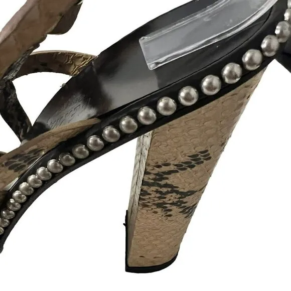 Salvatore Ferragamo Python Snakeprint Sandals Size 10 Bead Details Ankle…