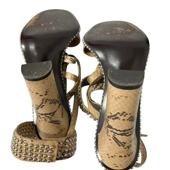Salvatore Ferragamo Python Snakeprint Sandals Size 10 Bead Details Ankle…