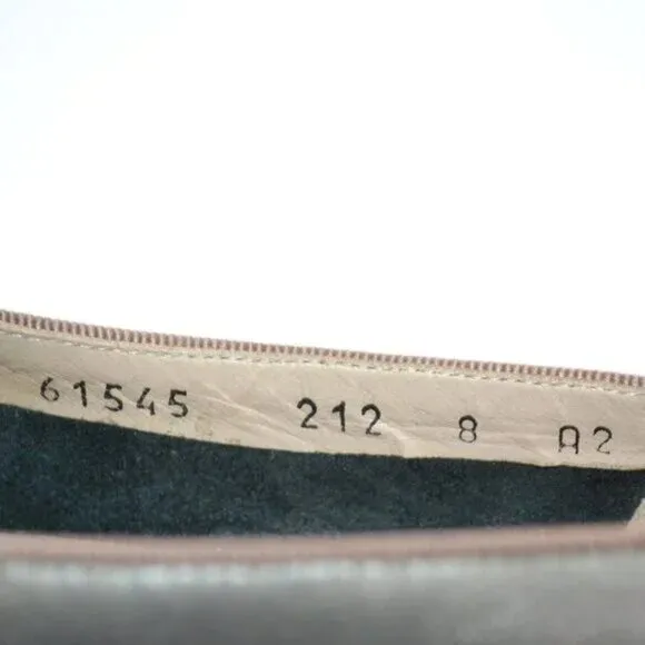 Salvatore Ferragamo Vintage Bow Bronze Pewter Taupe Leather Flats Loafers 8 AA