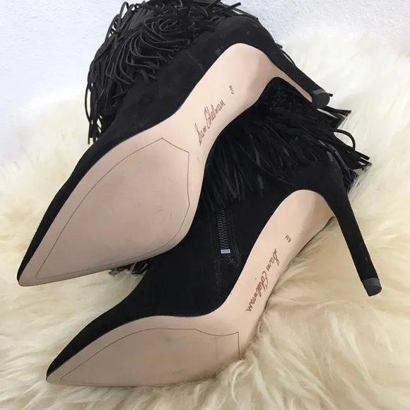 SAM EDELMAN Belinda Fringe Suede Pointy Toe Boots