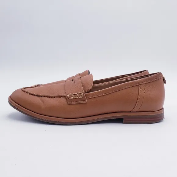 Sam Edelman Birch Penny Loafer Women’s 8 Tan Leather Slip On Flats Almond Toe