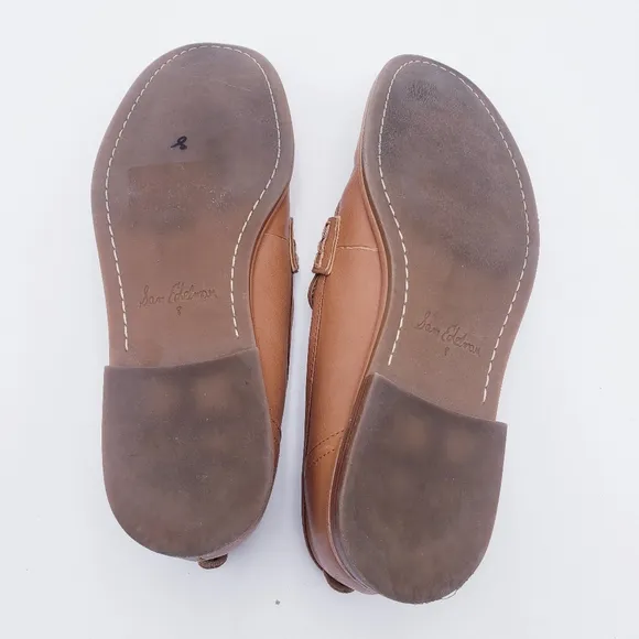 Sam Edelman Birch Penny Loafer Women’s 8 Tan Leather Slip On Flats Almond Toe