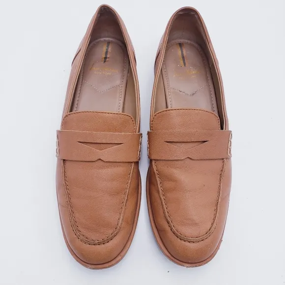 Sam Edelman Birch Penny Loafer Women’s 8 Tan Leather Slip On Flats Almond Toe