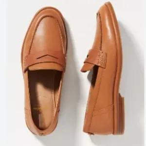 Sam Edelman Birch Penny Loafer Women’s 8 Tan Leather Slip On Flats Almond Toe