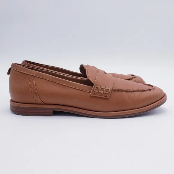 Sam Edelman Birch Penny Loafer Women’s 8 Tan Leather Slip On Flats Almond Toe