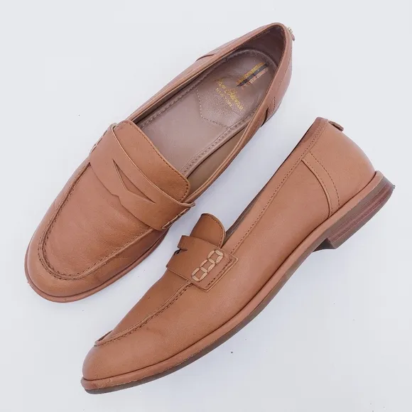 Sam Edelman Birch Penny Loafer Women’s 8 Tan Leather Slip On Flats Almond Toe