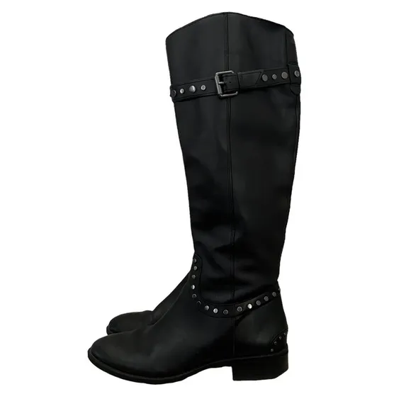Sam Edelman Black Paxton Leather Studded Knee High Riding Boots 8.5