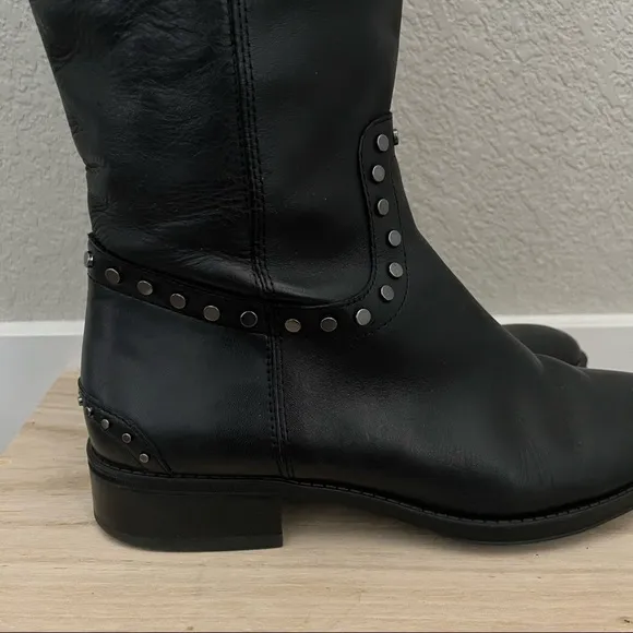 Sam Edelman Black Paxton Leather Studded Knee High Riding Boots 8.5