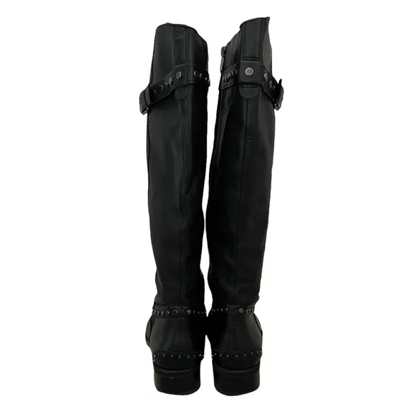 Sam Edelman Black Paxton Leather Studded Knee High Riding Boots 8.5