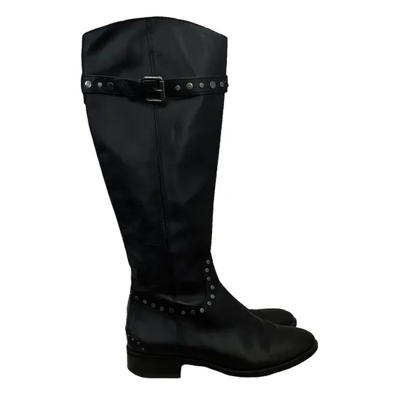 Sam Edelman Black Paxton Leather Studded Knee High Riding Boots 8.5