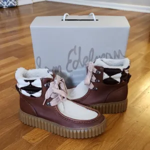 Sam Edelman Brown and Cream Patterned Boots